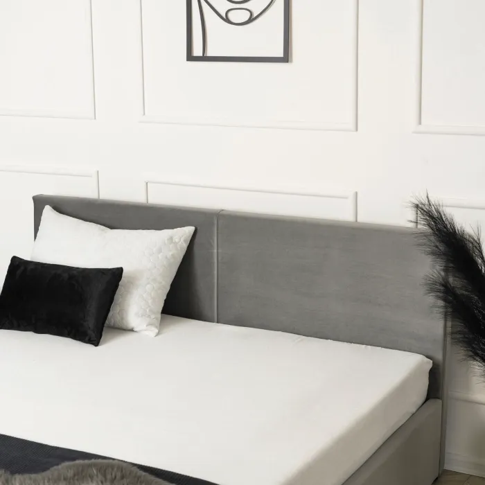 Кровать двуспальная бархатная MEBEL ELITE MONICA Velvet, 140x200, Серый фото №6