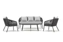 Садовий комплект HALMAR ROCCA (диван + два крісла + столик), темно-сірий / світло-сірий фото thumb №2