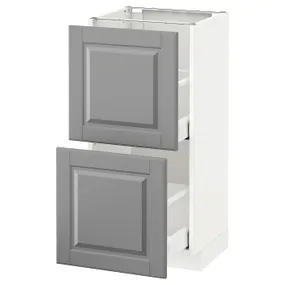 IKEA METOD МЕТОД / MAXIMERA МАКСИМЕРА, напольный шкаф с 2 ящиками, белый / бодбинский серый, 40x37 см 490.514.08 фото