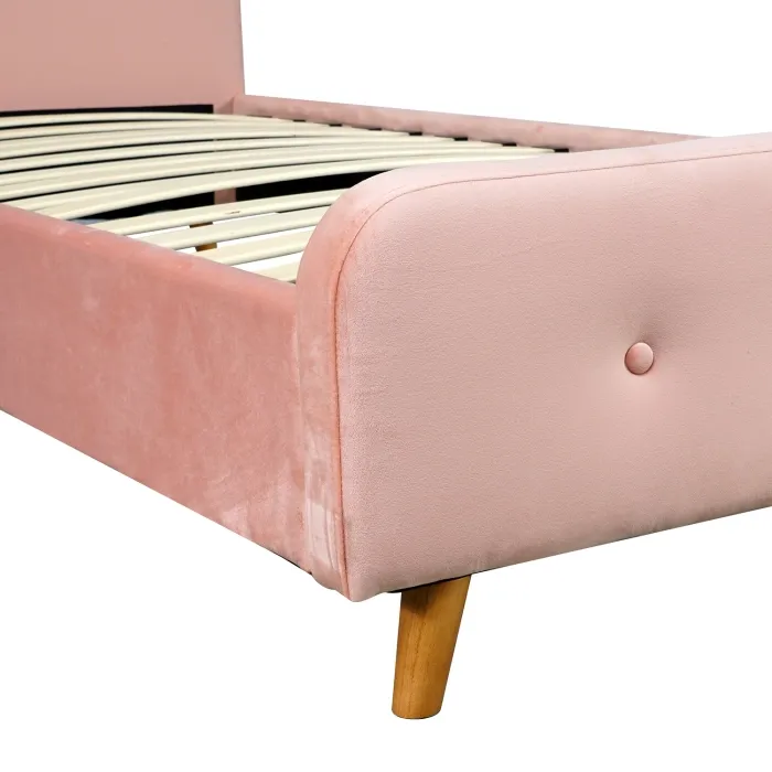 Кровать односпальная бархатная 90x200 MEBEL ELITE MIKEL Velvet, розовый фото №11