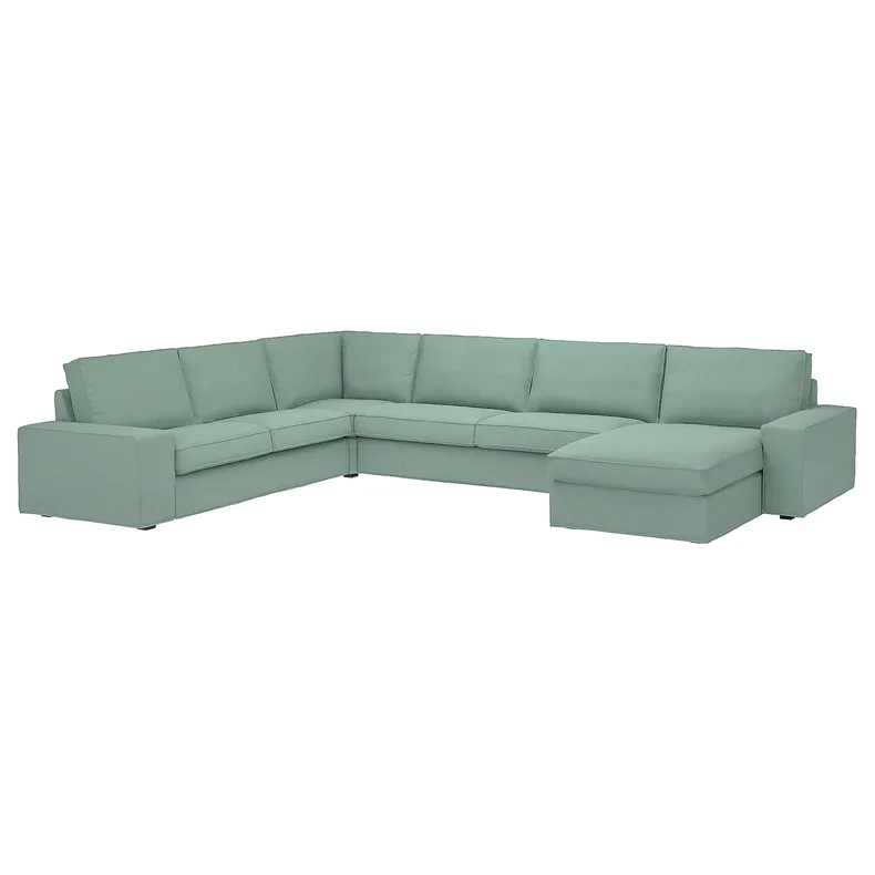 IKEA KIVIK КІВІК, кутовий 6-місний диван з кушеткою, Талміра світло-зелена 794.846.98 фото №1