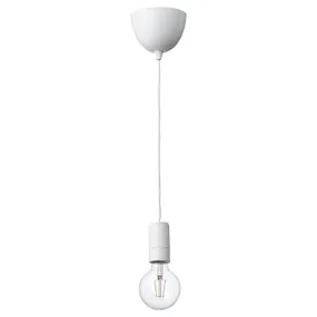 IKEA SUNNEBY СУННЕБЮ / LUNNOM ЛУННОМ, підвісний світильник із лампою, біла/прозора куля 894.915.04 фото
