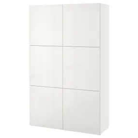 IKEA BESTÅ БЕСТО, комбінація д / зберіган з дверцятами, білий / СЕЛСВІКЕН глянцевий / білий, 120x42x193 см 190.575.29 фото