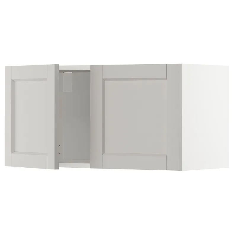 IKEA METOD МЕТОД, шафа навісна із 2 дверцятами, білий / світло-сірий Lerhyttan, 80x40 см 094.550.67 фото №1