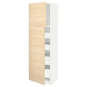 IKEA METOD МЕТОД / MAXIMERA МАКСІМЕРА, висока шафа, 2 дверцят / 4 шухляди, білий / АСКЕРСУНД під світлий ясен, 60x60x200 см 294.575.98 фото