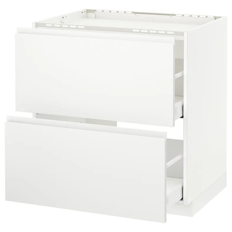IKEA METOD МЕТОД / MAXIMERA МАКСІМЕРА, підлог шафа д / плити, 2 фр пан / 2 шух, білий / Voxtorp матовий білий, 80x60 см 491.121.19 фото №1