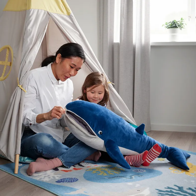 IKEA BLÅVINGAD БЛОВІНГАД, іграшка м’яка, синій кит, 100 см 005.221.13 фото №7