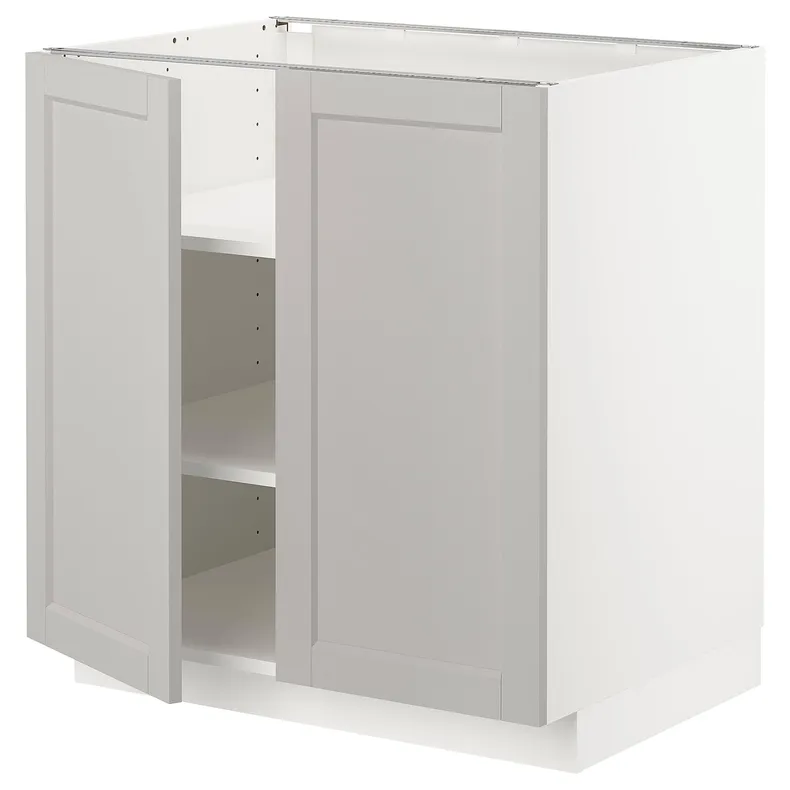 IKEA METOD МЕТОД, підлогова шафа з полицями / 2 дверцят, білий / світло-сірий Lerhyttan, 80x60 см 294.594.32 фото №1