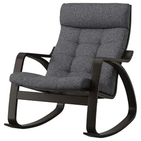IKEA POÄNG ПОЕНГ, крісло-гойдалка, чорно-коричневий / ГУННАРЕД темно-сірий 295.021.19 фото