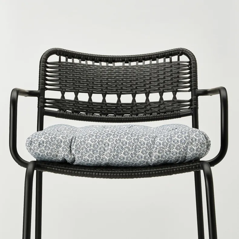 IKEA LÄCKÖ ЛЕККЕ, крісло з підлокітниками, вуличне, темно-сірий/КЛЕСАН синій 394.351.91 фото №2