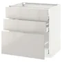 IKEA METOD МЕТОД / MAXIMERA МАКСИМЕРА, напольный шкаф с 3 ящиками, белый / светло-серый, 80x60 см 591.425.02 фото