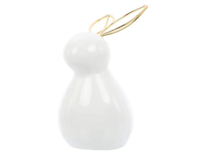 BRW Декоративна фігурка BRW Кролик, кераміка, біло-золотий 085415 фото №3