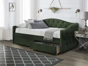 Ліжко односпальне з шухлядами HALMAR ALOHA 90x200 см темно-зелене фото