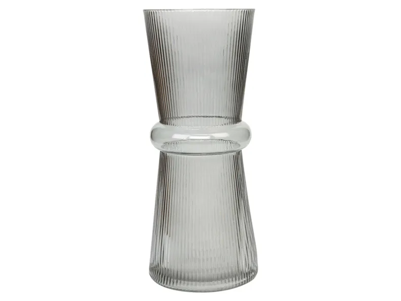 BRW Plisa, скляна ваза сіра 078351 фото №1
