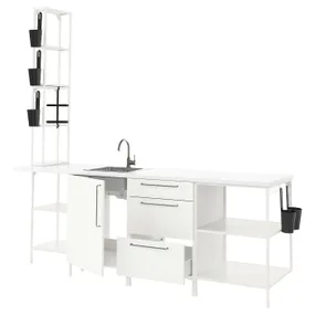 IKEA ENHET ЕНХЕТ, кухня, білий, 243x63.5x241 см 293.381.43 фото