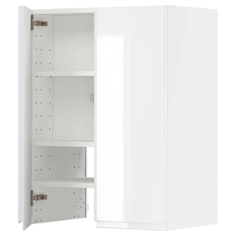 IKEA METOD МЕТОД, навесной шкаф д / вытяжки / полка / дверь, белый / Воксторп глянцевый / белый, 60x80 см 095.045.48 фото №1