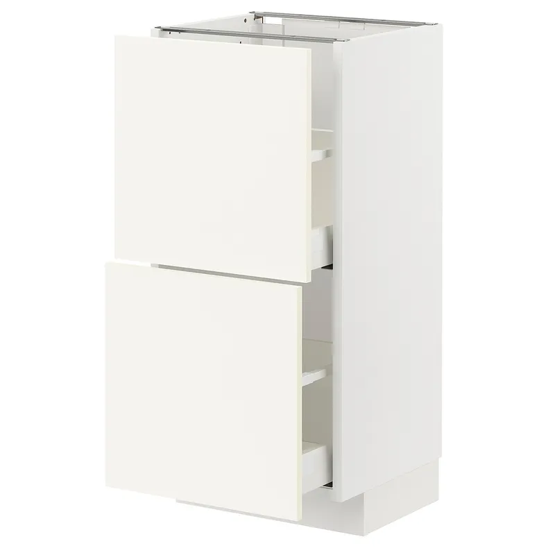 IKEA METOD МЕТОД / MAXIMERA МАКСИМЕРА, напольный шкаф с 2 ящиками, белый / Вальстена белый, 40x37 см 795.072.18 фото №1