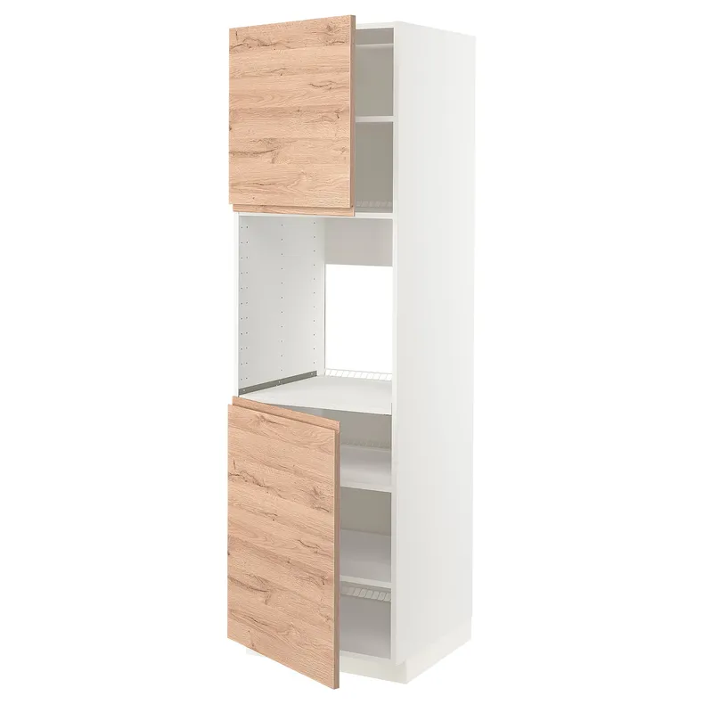 IKEA METOD МЕТОД, висока шафа для дух, 2 дверцят / пол, білий / Voxtorp імітація. дуб, 60x60x200 см 194.600.92 фото №1