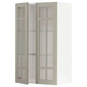 IKEA METOD МЕТОД, навесной шкаф / полки / 2стеклян двери, белый / Стенсунд бежевый, 60x100 см 194.683.47 фото
