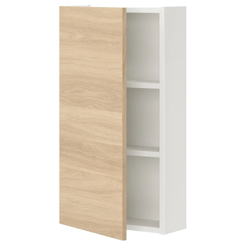 IKEA ENHET ЕНХЕТ, настінн шафа з 2 поличками/дверцят, білий/імітація. дуб, 40x17x75 см 493.227.25 фото №1