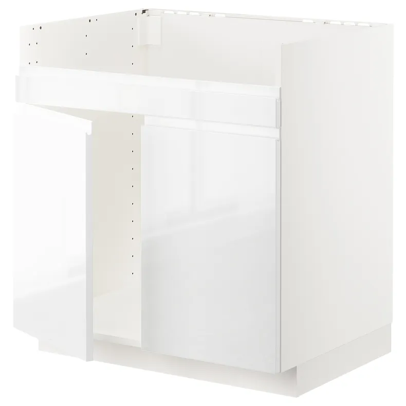 IKEA METOD МЕТОД, шкаф д / двойной мойки ХАВСЕН, белый / Воксторп глянцевый / белый, 80x60 см 594.547.82 фото №1