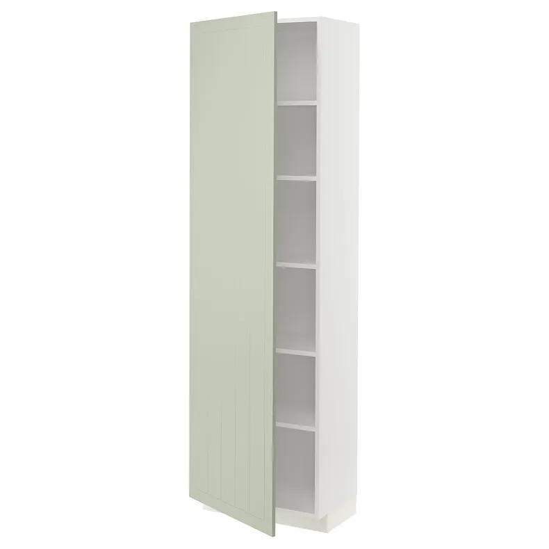 IKEA METOD МЕТОД, высокий шкаф с полками, белый / светло-зеленый, 60x37x200 см 594.870.61 фото №1