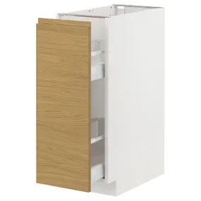 IKEA METOD МЕТОД / MAXIMERA МАКСИМЕРА, напольный шкаф/выдвижн внутр элем, белый/Воксторп имит. дуб, 30x60 см 695.386.54 фото