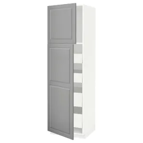 IKEA METOD МЕТОД / MAXIMERA МАКСІМЕРА, висока шафа, 2 дверцят / 4 шухляди, білий / сірий Бодбін, 60x60x200 см 194.659.14 фото
