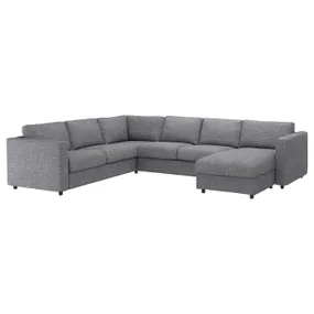 IKEA VIMLE ВИМЛЕ, 5-местный угловой диван, с шезлонгом/Lejde серо-черный 694.344.54 фото