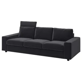 IKEA VIMLE ВІМЛЕ, 3-місний диван, з підголівником з широкими підлокітниками/Djuparp темно-сірий 494.326.77 фото