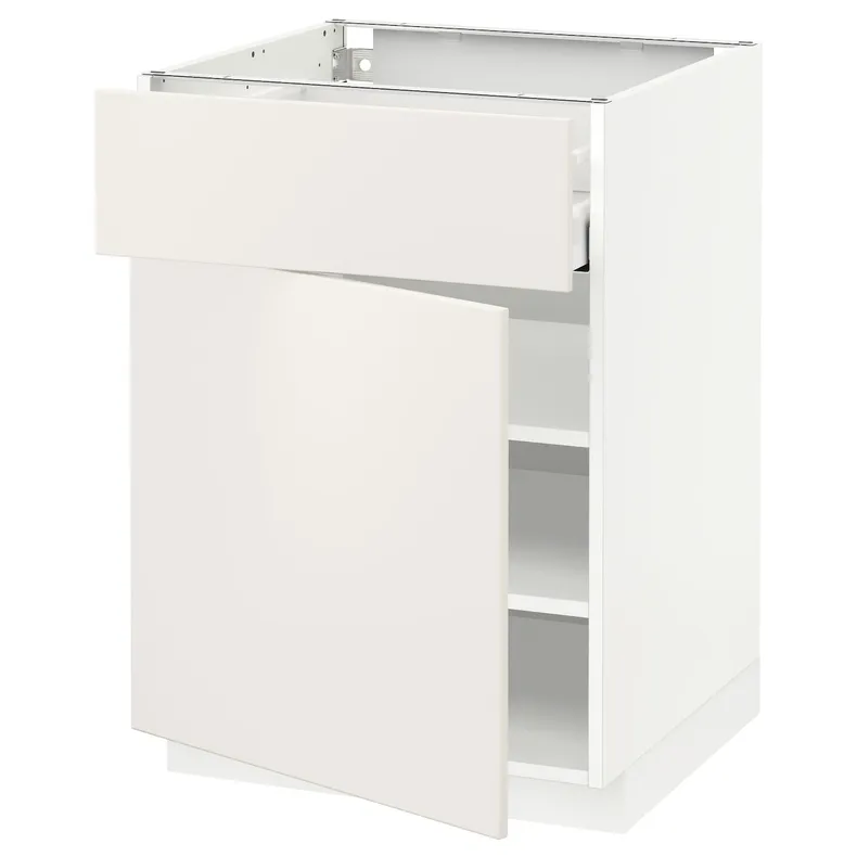 IKEA METOD МЕТОД / MAXIMERA МАКСІМЕРА, підлогова шафа з шухлядами та дверц, білий / ВЕДДІНГЕ білий, 60x60 см 094.633.31 фото №1