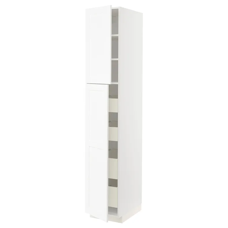 IKEA METOD МЕТОД / MAXIMERA МАКСИМЕРА, высокий шкаф / 2дверцы / 4ящика, белый Энкёпинг / белая имитация дерева, 40x60x220 см 394.735.69 фото №1