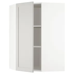 IKEA METOD МЕТОД, кутова навісна шафа з полицями, білий / світло-сірий Lerhyttan, 68x100 см 492.741.78 фото