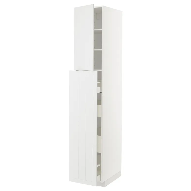 IKEA METOD МЕТОД / MAXIMERA МАКСИМЕРА, высокий шкаф / выдв секц / 4ящ / 1дв / 2плк, белый / Стенсунд белый, 40x60x220 см 494.629.90 фото №1