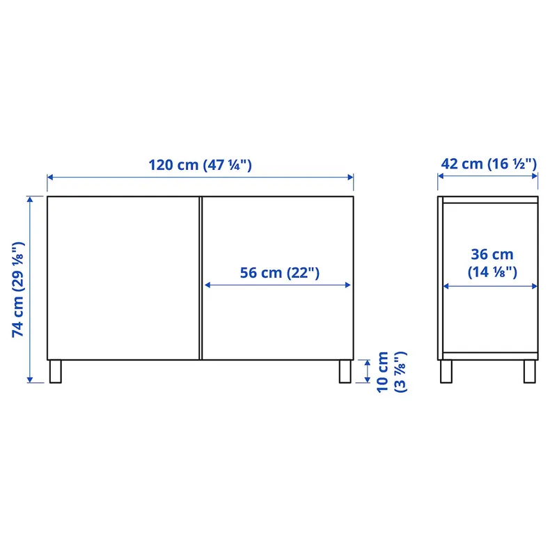 IKEA BESTÅ БЕСТО, комбинация для хранения с дверцами, белый / Бьёркёвикен / Межарп окл берёза, 120x42x74 см 694.214.42 фото №6