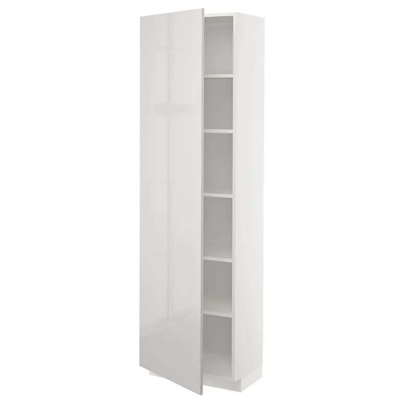 IKEA METOD МЕТОД, висока шафа із полицями, білий / Ringhult світло-сірий, 60x37x200 см 794.628.04 фото №1