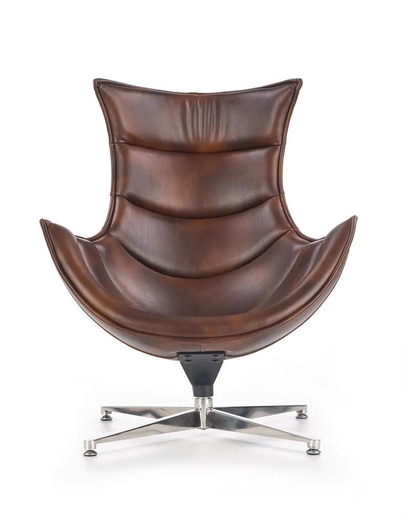 Кресло мягкое поворотное HALMAR LUXOR, экокожа: коричневый фото №3