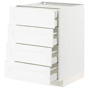 IKEA METOD МЕТОД / MAXIMERA МАКСИМЕРА, напольный шкаф 4фасада / 2нзк / 3срд ящ, белый Энкёпинг / белая имитация дерева, 60x60 см 094.733.92 фото