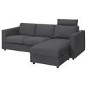 IKEA VIMLE ВІМЛЕ, 3-місний диван із кушеткою, з узголів'ям/ХАЛЛАРП сірий 893.991.24 фото thumb №1