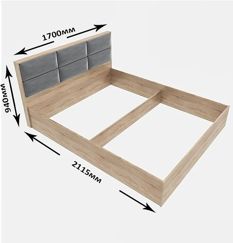 Еверест Кровать двуспальная Эверест КЛ-1600 Лайт (без основания под матрас) 160х200 см Дуб сонома (DTM-4649) фото №1