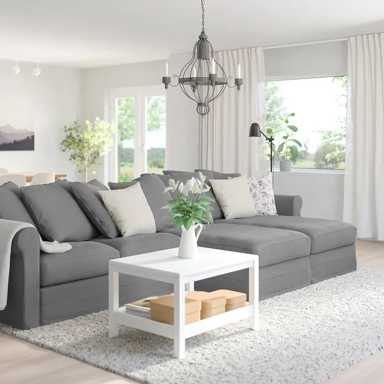IKEA GRÖNLID ГРЁНЛИД, 4-местный диван с козетками, Люнген средне-серый 794.090.72 фото №2