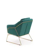 Кресло мягкое HALMAR SOFT 3 золотой каркас, темно-зеленый фото thumb №6