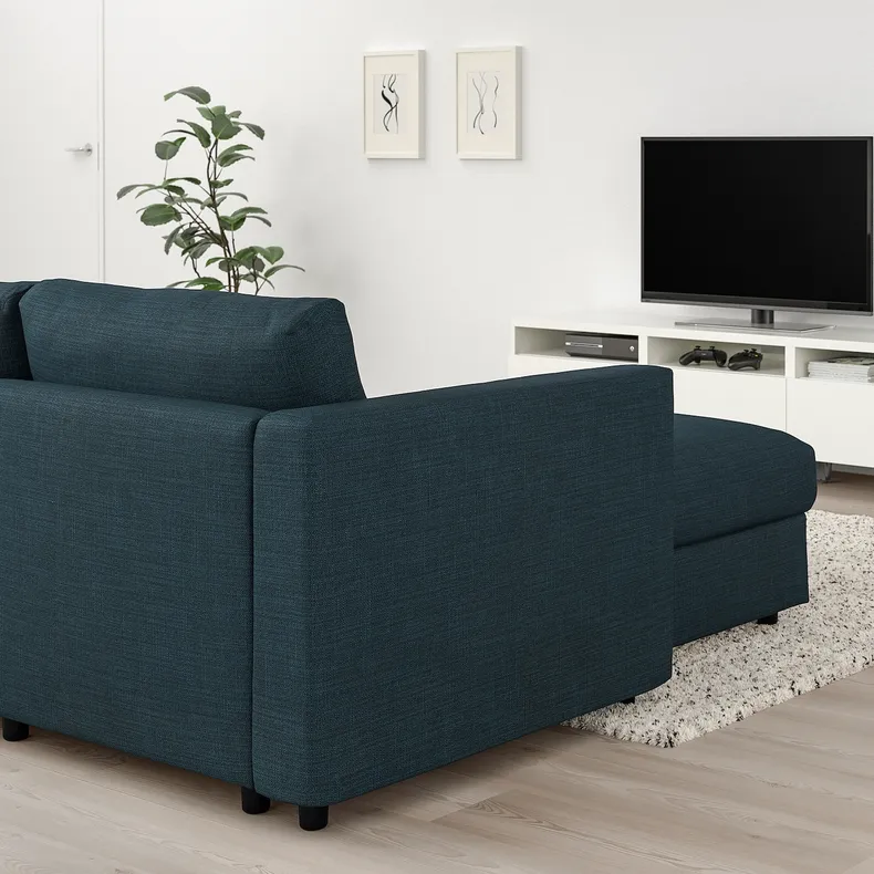 IKEA VIMLE ВІМЛЕ, 4-місний диван, з шезлонгом / темно-синій Hillared 894.411.61 фото №2
