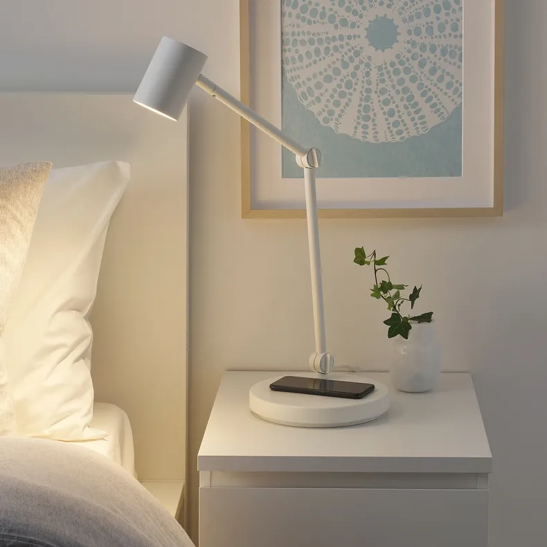 IKEA NYMÅNE НЮМОНЕ, робоча лампа з функц бездрот зарядж, білий 104.486.03 фото №3