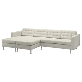 IKEA LANDSKRONA ЛАНДСКРУНА, 4-місний диван із кушетками, Gunnared бежевий / метал 695.542.91 фото