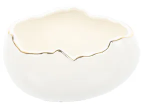 BRW Декоративна ємність BRW Яєчна шкаралупа, кераміка, біло-золотий 092481 фото