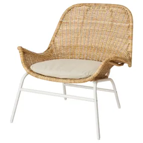 IKEA FRYKSÅS ФРЮКСАС, кресло с табуретом для ног, ротанг / рисан натуральный 395.631.69 фото