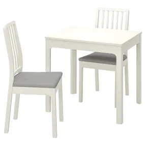 IKEA EKEDALEN ЕКЕДАЛЕН / EKEDALEN ЕКЕДАЛЕН, стіл+2 стільці, білий/ОРРСТА світло-сірий, 80/120 см 892.968.66 фото