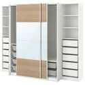 IKEA PAX ПАКС / MEHAMN / AULI МЕХАМН / АУЛИ, гардероб с раздвижными дверьми, белый 2стр / дуб беленый зеркало, 250x66x201 см 595.614.28 фото thumb №1