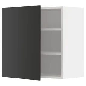 IKEA METOD МЕТОД, навесной шкаф с полками, белый / Никебо матовый антрацит, 60x60 см 794.973.99 фото